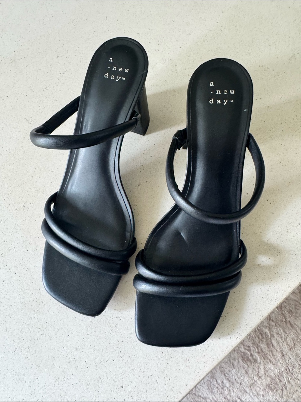 A New Day Black Strappy Heeled Sandals Size 8.5 | Minimalist 90s Style